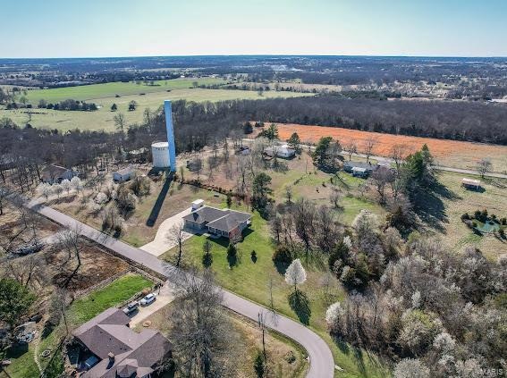 bird's eye view with a rural view