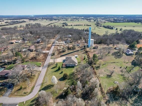 bird's eye view with a rural view