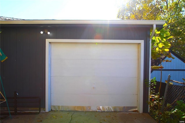 garage with wooden walls