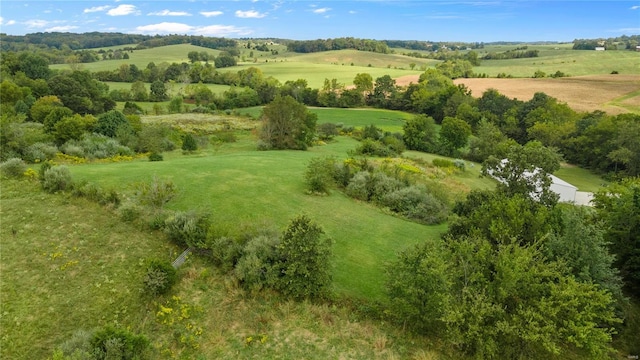 birds eye view of property with a rural view