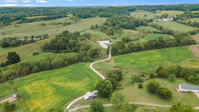 bird's eye view with a rural view