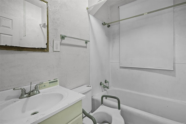 full bathroom featuring vanity, toilet, and shower / washtub combination