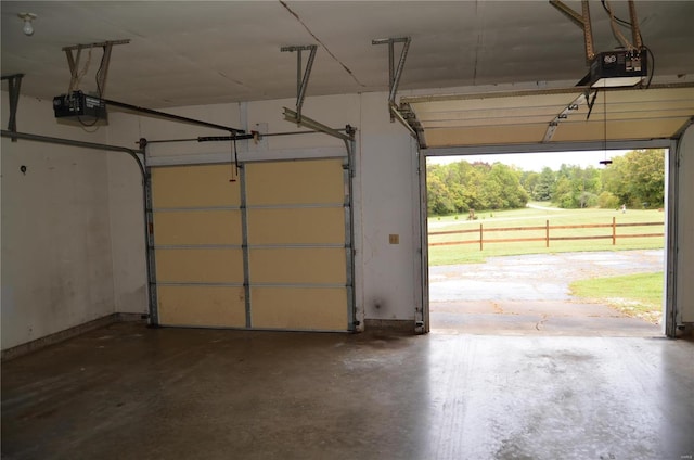 garage with a garage door opener