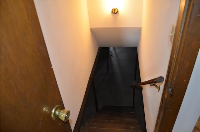 stairway featuring hardwood / wood-style floors