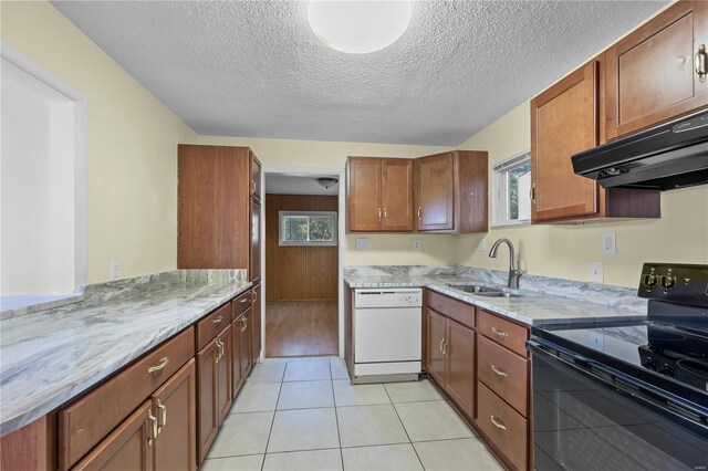 kitchen with black range with electric stovetop, dishwasher, sink, and a healthy amount of sunlight