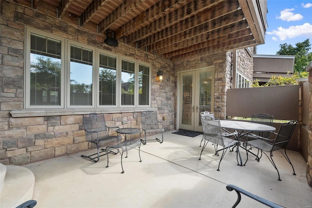 view of patio / terrace featuring french doors