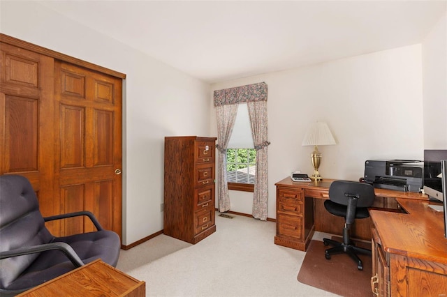 office area with light colored carpet