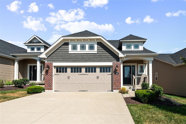 craftsman inspired home featuring a garage