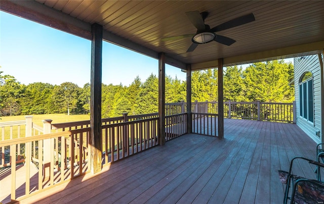 deck featuring ceiling fan