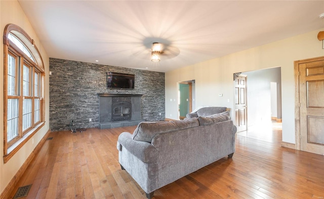 living room with hardwood / wood-style flooring