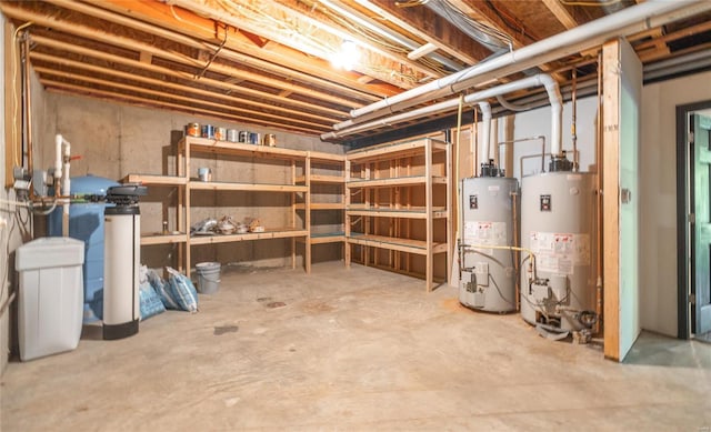 basement featuring water heater