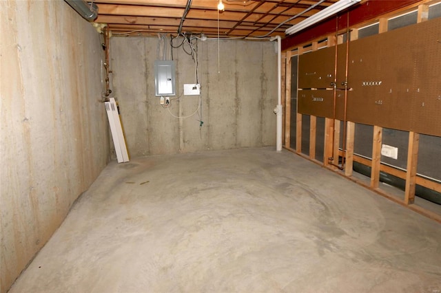 basement with electric panel