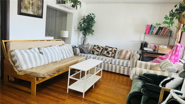 living room with hardwood / wood-style floors