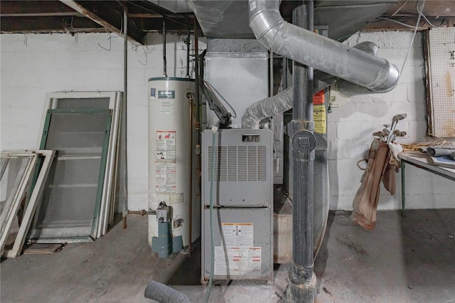 utility room with water heater