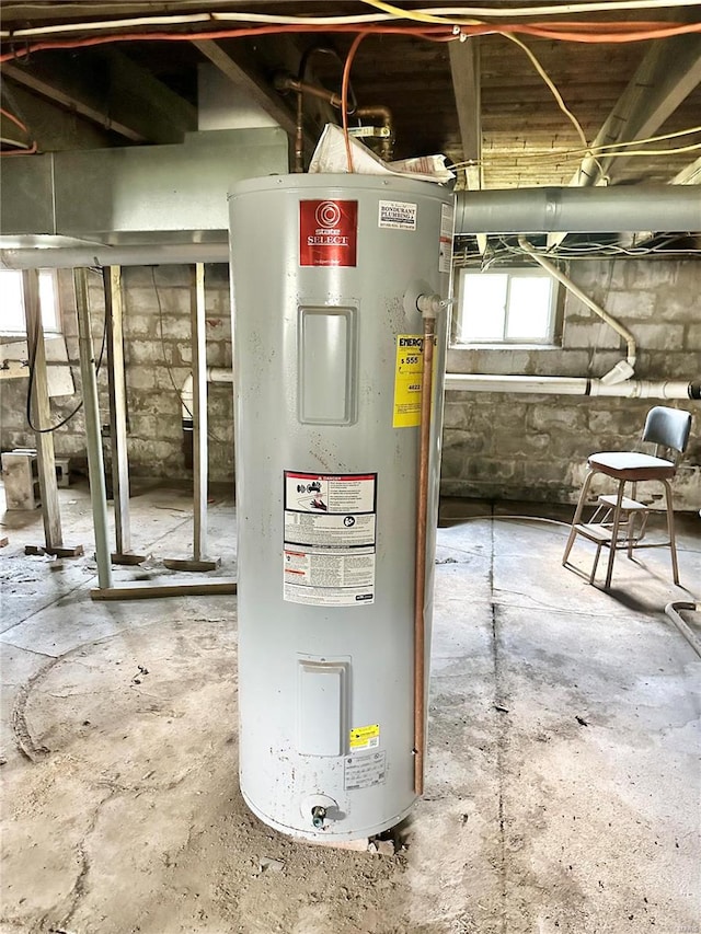 utility room with water heater