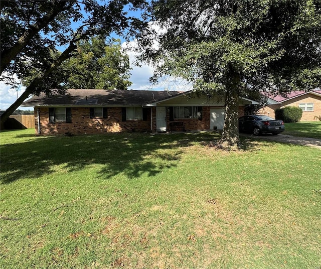 ranch-style home with a front yard