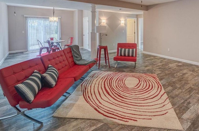 living room featuring hardwood / wood-style flooring