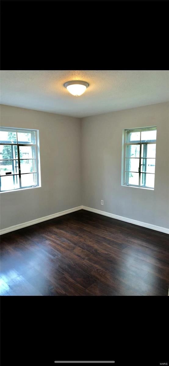 unfurnished room featuring a healthy amount of sunlight and dark wood-type flooring