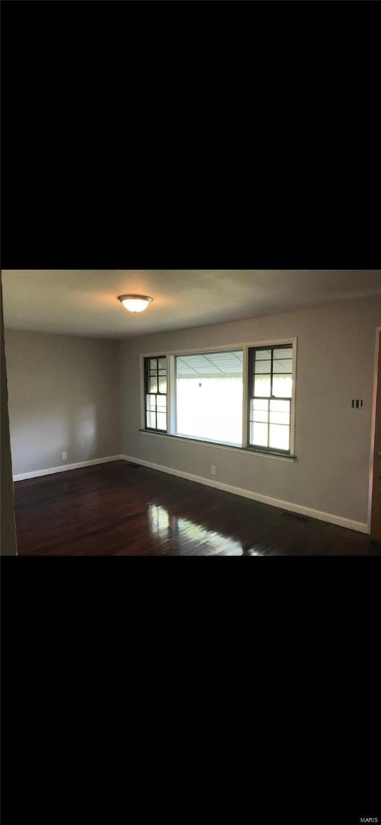 empty room featuring a healthy amount of sunlight and dark hardwood / wood-style flooring