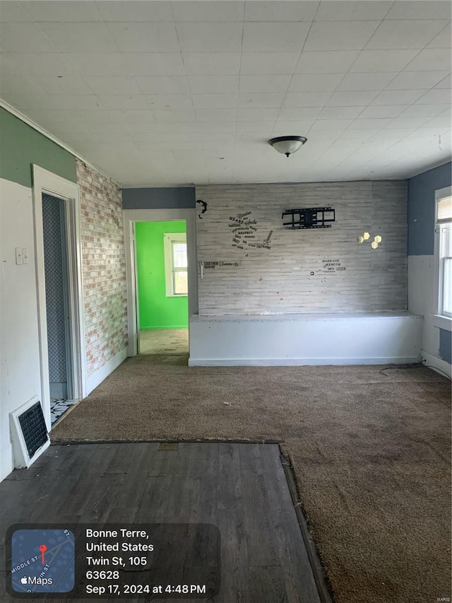 unfurnished living room featuring a healthy amount of sunlight and carpet