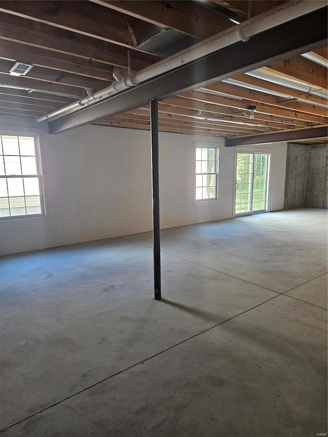 basement featuring a wealth of natural light