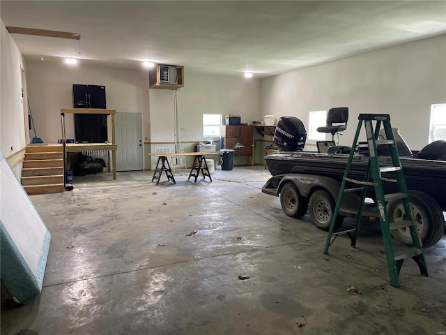 garage with a wall unit AC