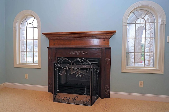 interior details featuring carpet flooring