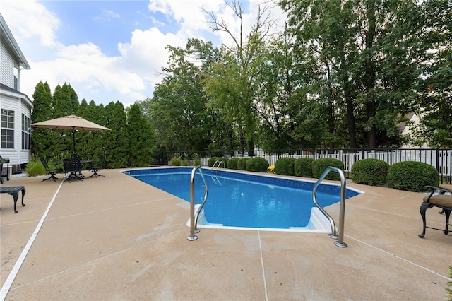 view of swimming pool featuring a patio