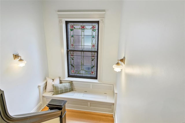 sitting room featuring light hardwood / wood-style flooring