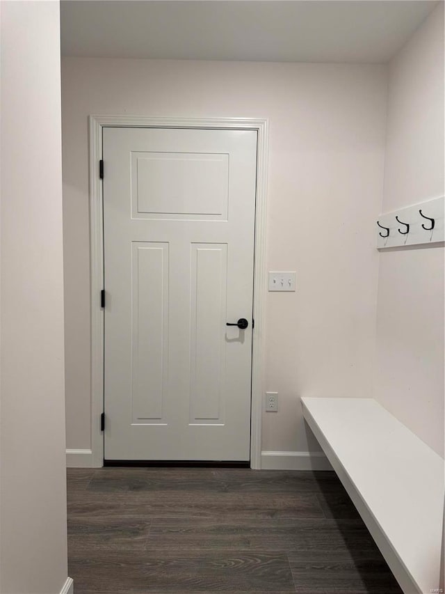 mudroom featuring dark hardwood / wood-style flooring