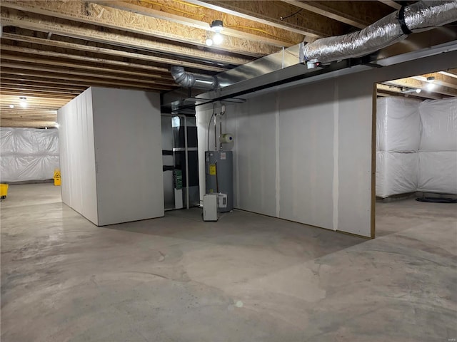 basement with water heater