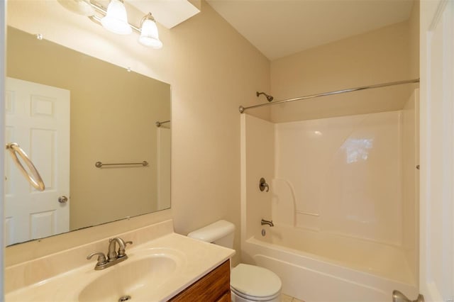 full bathroom featuring vanity, toilet, and shower / washtub combination