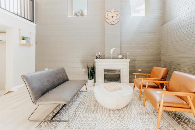 sitting room featuring a fireplace