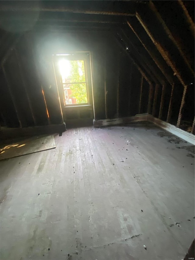 view of unfinished attic