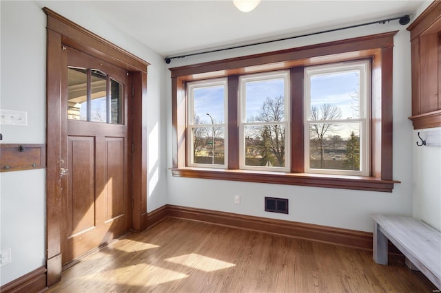 doorway featuring light wood-type flooring