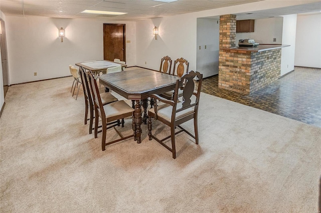 dining area with carpet floors