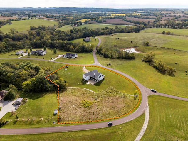 aerial view with a rural view