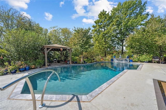 view of pool with a gazebo and a patio