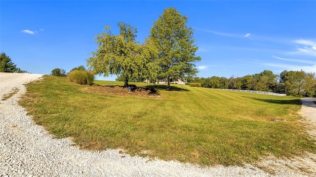 view of yard with a rural view