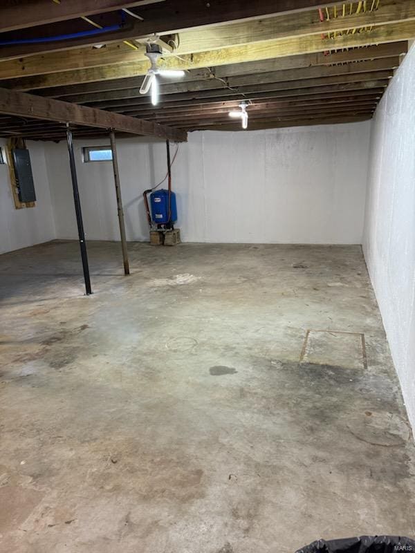 basement with electric panel