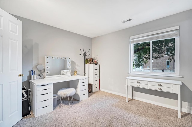 view of carpeted office space