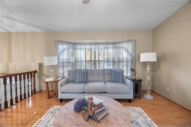 living room with light wood-type flooring