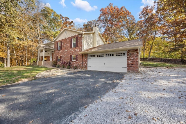 front facade with a garage