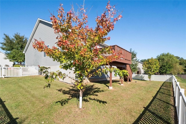 view of yard with a deck