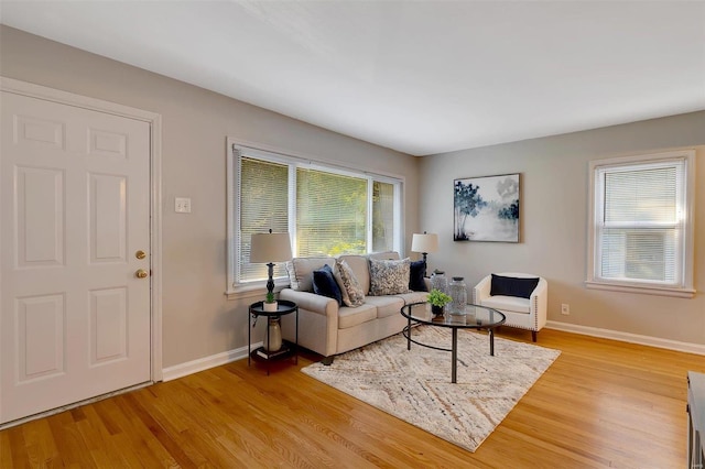 living room with light wood-type flooring