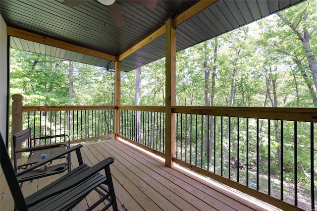 deck featuring ceiling fan