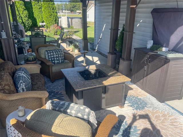 view of patio featuring an outdoor living space