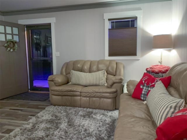 living room featuring hardwood / wood-style flooring