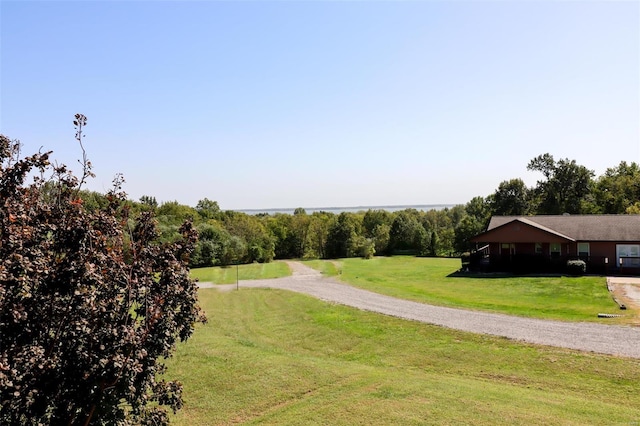 view of property's community featuring a lawn