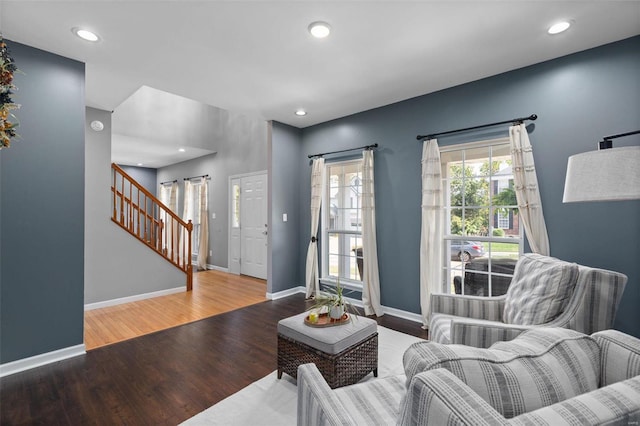 living room featuring hardwood / wood-style flooring